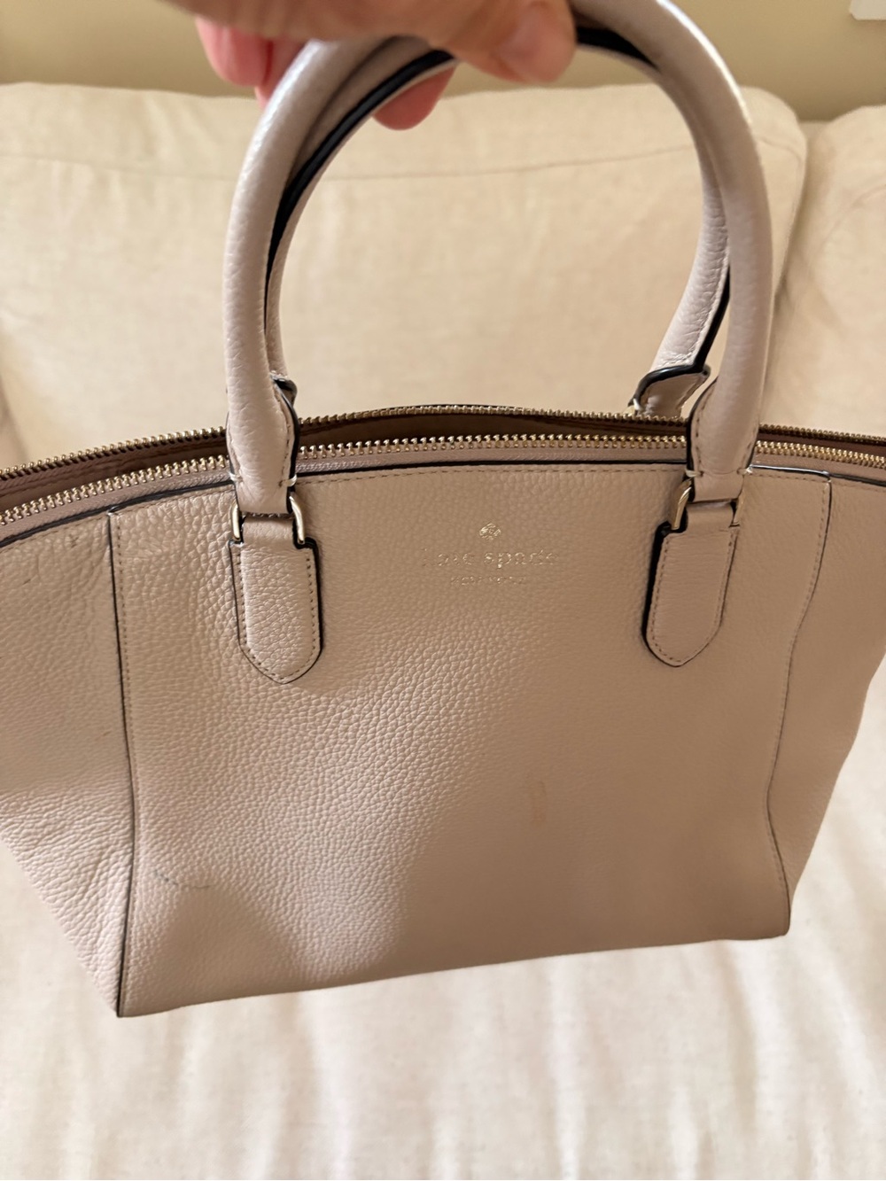 kate spade Pebbled Leather Purse in Light Beige